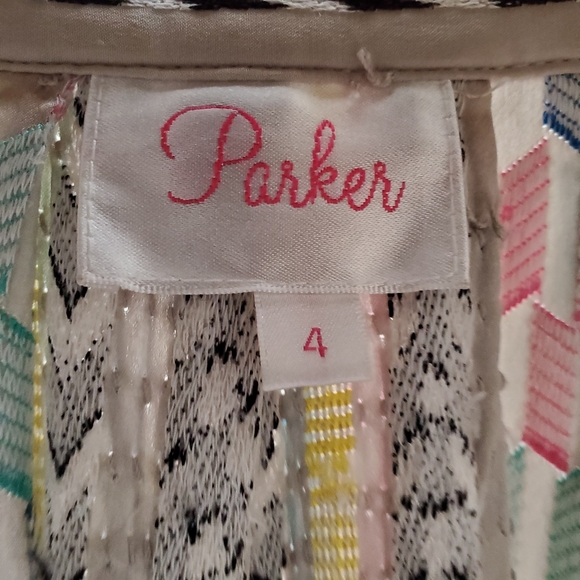 Parker Gorgeous Sequin Hand Beaded Mini Skirt Size 4 - Picture 6 of 11